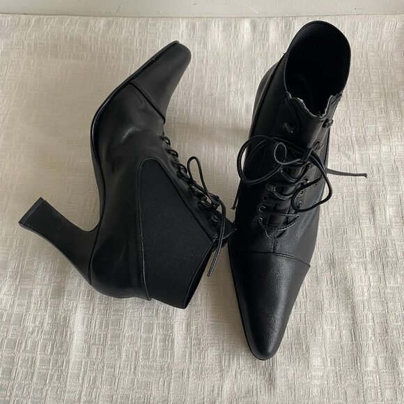 Sacha London Leather Lace Detail Heeled Boots Sz 8 M - Picture 3 of 13
